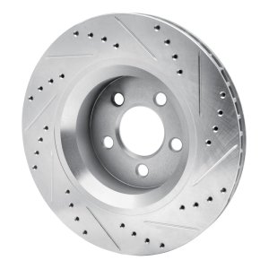 Jeep Liberty Brake Rotor (1) - Front Left - R1 Concepts - Drilled & Slotted - Silver - `11-`12